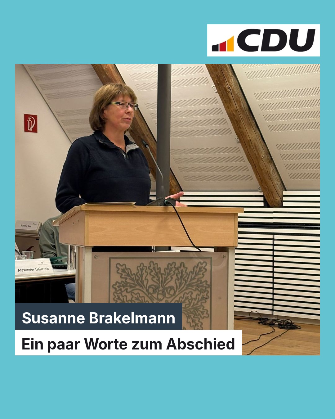 Susanne Brakelmann am Rednerpult bei ihren Abschiedsworten im Rat